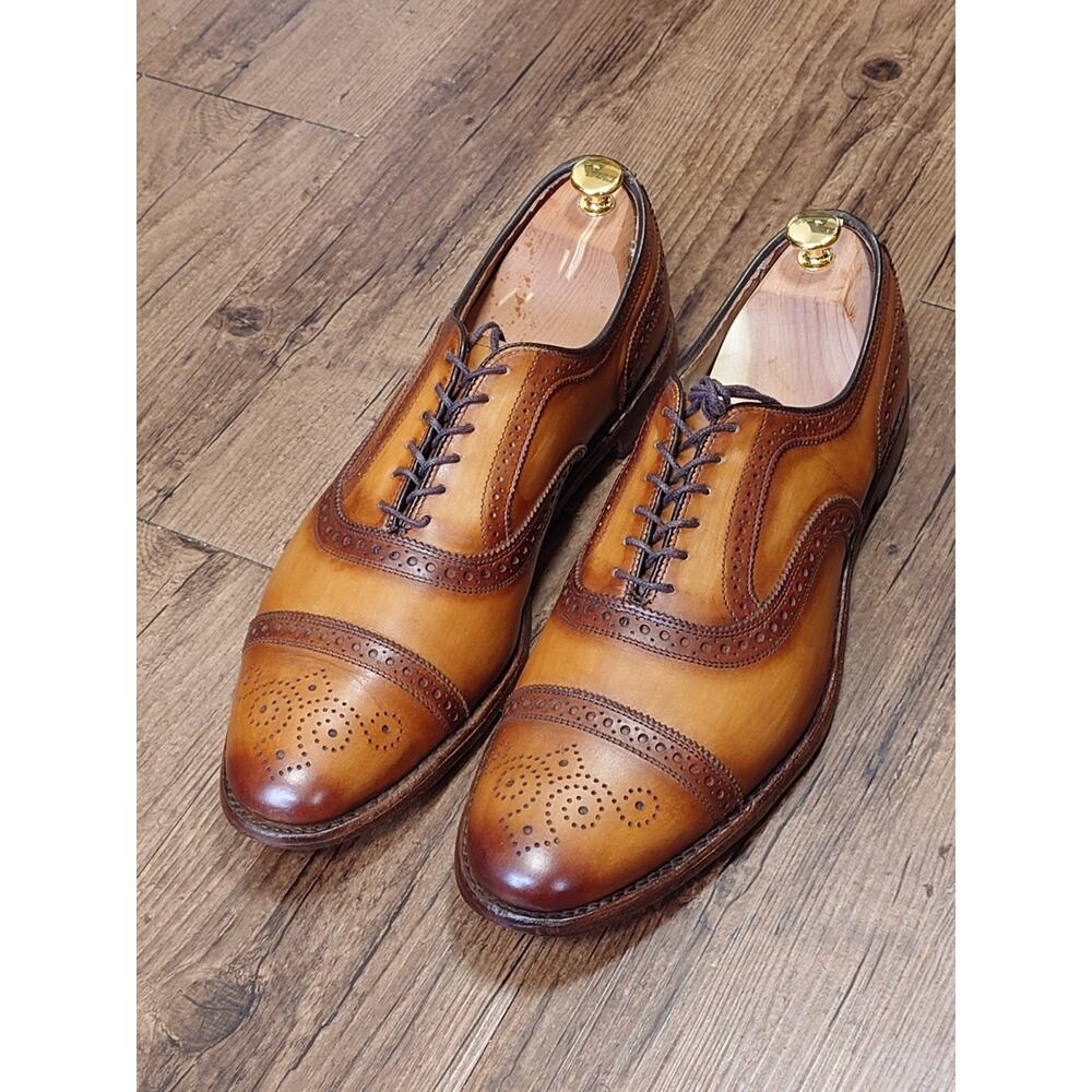 Allen Edmonds Strand 13D Light Brown Patina Burnished Oxford Dress Shoes - Picture 3 of 12